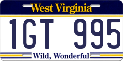 WV license plate 1GT995