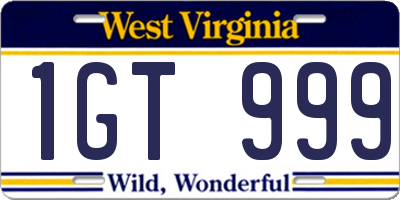 WV license plate 1GT999