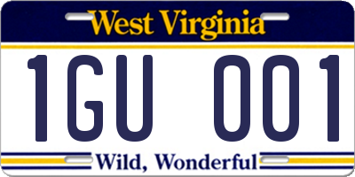 WV license plate 1GU001