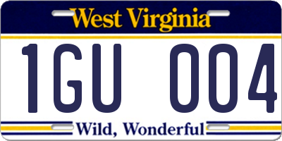 WV license plate 1GU004