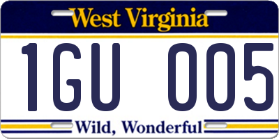 WV license plate 1GU005