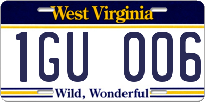 WV license plate 1GU006