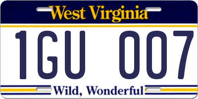 WV license plate 1GU007