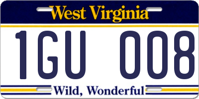 WV license plate 1GU008