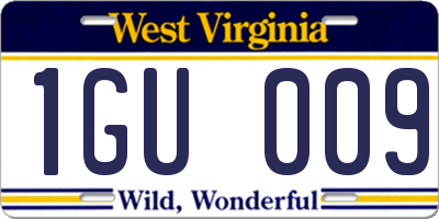WV license plate 1GU009