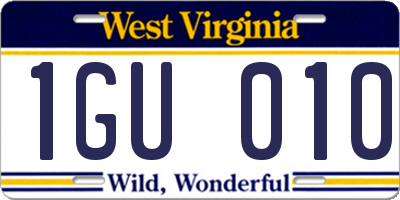 WV license plate 1GU010