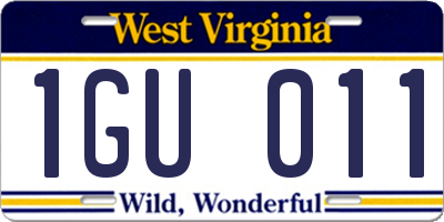 WV license plate 1GU011