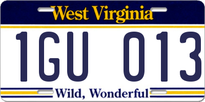 WV license plate 1GU013