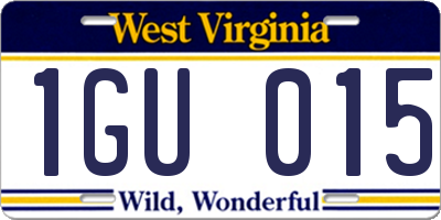 WV license plate 1GU015