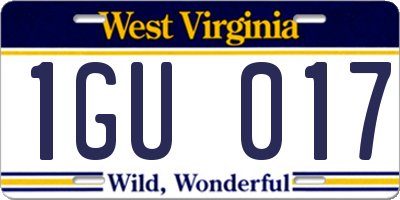 WV license plate 1GU017