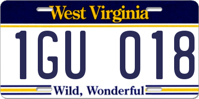 WV license plate 1GU018