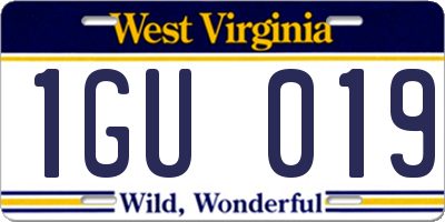 WV license plate 1GU019