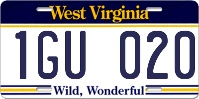 WV license plate 1GU020