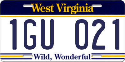 WV license plate 1GU021