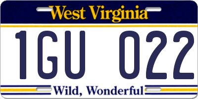 WV license plate 1GU022