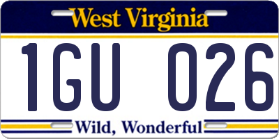 WV license plate 1GU026