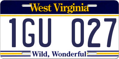WV license plate 1GU027