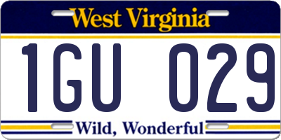 WV license plate 1GU029