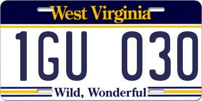 WV license plate 1GU030