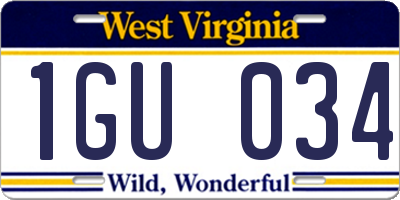 WV license plate 1GU034