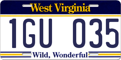 WV license plate 1GU035