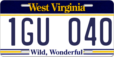 WV license plate 1GU040