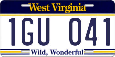 WV license plate 1GU041