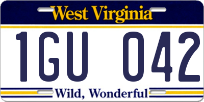 WV license plate 1GU042