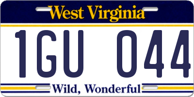 WV license plate 1GU044
