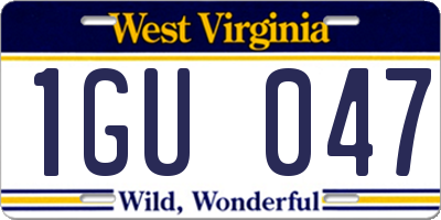 WV license plate 1GU047