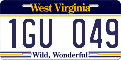 WV license plate 1GU049