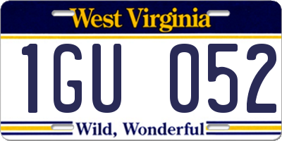 WV license plate 1GU052