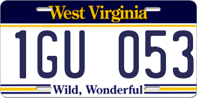 WV license plate 1GU053