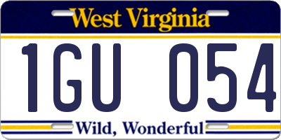 WV license plate 1GU054