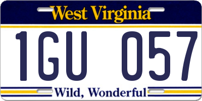 WV license plate 1GU057