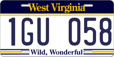 WV license plate 1GU058