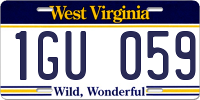 WV license plate 1GU059