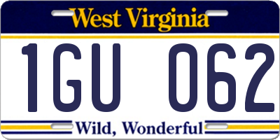 WV license plate 1GU062