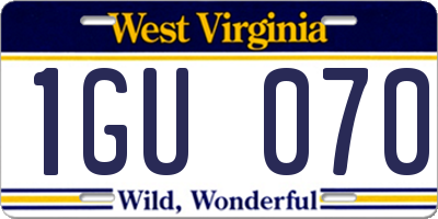 WV license plate 1GU070