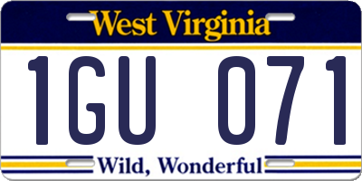 WV license plate 1GU071