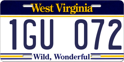 WV license plate 1GU072