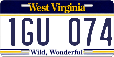 WV license plate 1GU074