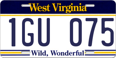 WV license plate 1GU075
