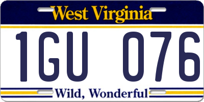 WV license plate 1GU076