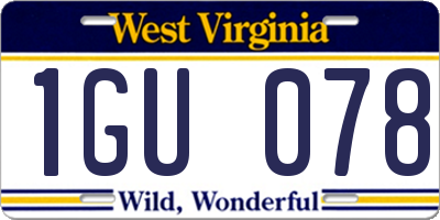 WV license plate 1GU078