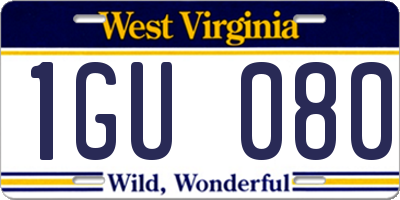 WV license plate 1GU080