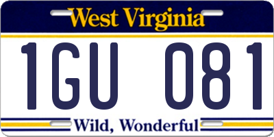 WV license plate 1GU081