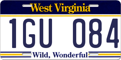 WV license plate 1GU084