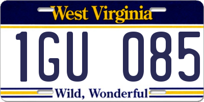 WV license plate 1GU085