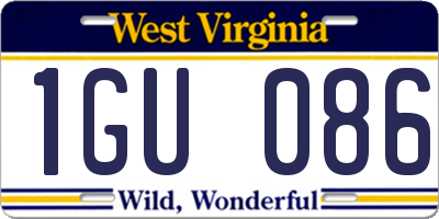WV license plate 1GU086